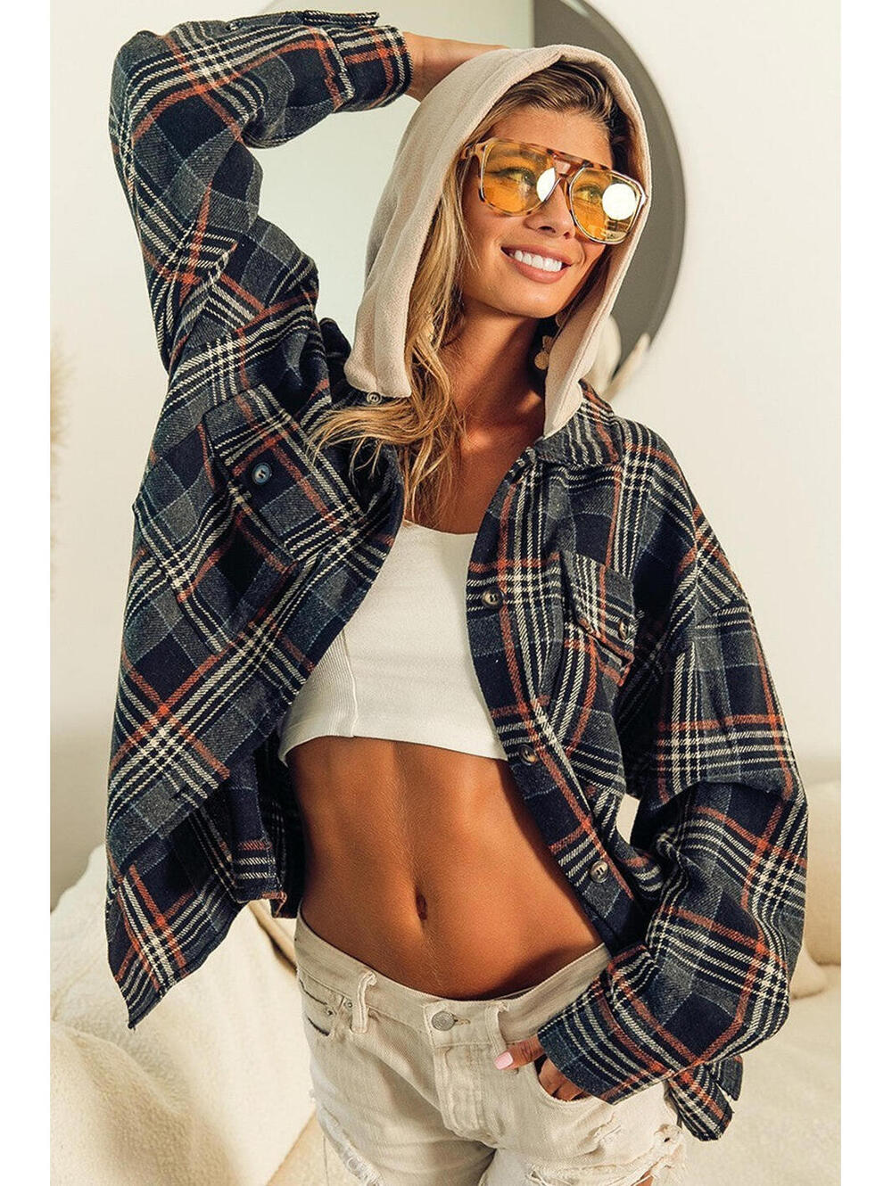 Hooded Flannel Black
